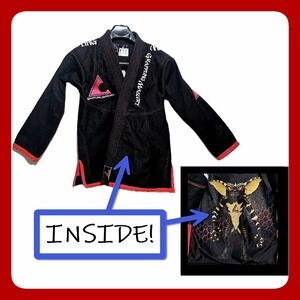 Grappling Mastery BJJ Gi Jacket Gremlins Black Red Size A0 accents internal